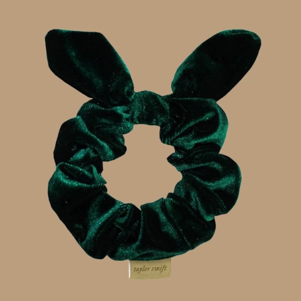 Taylor Swift Dark Green Velvet Bunny Ear Scrunchie